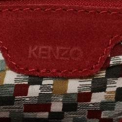 Kenzo Brick Red Suede Buckle Handle Shopper Tote