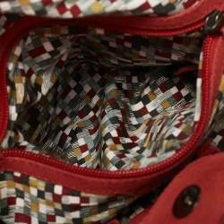 Kenzo Brick Red Suede Buckle Handle Shopper Tote