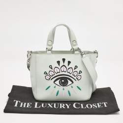 Kenzo Mint Green Leather Small Eye Tote