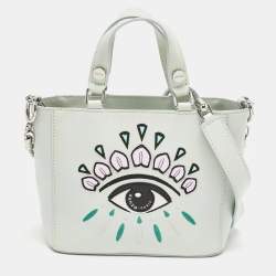 Kenzo Mint Green Leather Small Eye Tote
