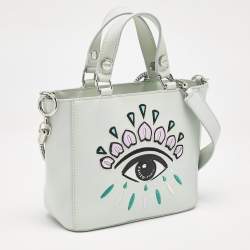Kenzo Mint Green Leather Small Eye Tote