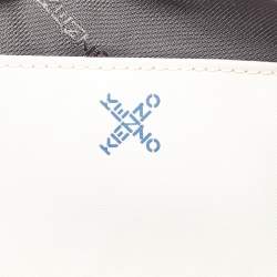 Kenzo Cream/Orange Criss Cross Logo Print Nylon Zip Pouch