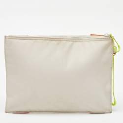 Kenzo Cream/Orange Criss Cross Logo Print Nylon Zip Pouch