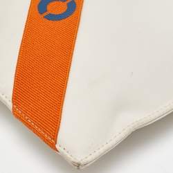 Kenzo Cream/Orange Criss Cross Logo Print Nylon Zip Pouch