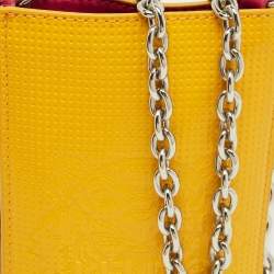 Pre Owned Kenzo Yellow/Pink Tiger Embossed Patent Leather Phone Crossbody Bag