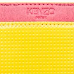 Pre Owned Kenzo Yellow/Pink Tiger Embossed Patent Leather Phone Crossbody Bag