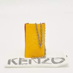 Pre Owned Kenzo Yellow/Pink Tiger Embossed Patent Leather Phone Crossbody Bag