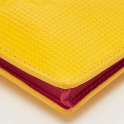 Pre Owned Kenzo Yellow/Pink Tiger Embossed Patent Leather Phone Crossbody Bag