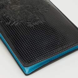Pre Owned Kenzo Black/Blue Patent and Leather Tiger Embossed Phone Crossbody Bag