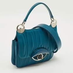 Pre Owned Kenzo Tali Teal Blue Quilted Leather Shoulder Bag