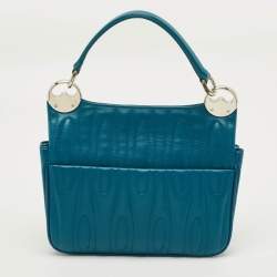 Pre Owned Kenzo Tali Teal Blue Quilted Leather Shoulder Bag