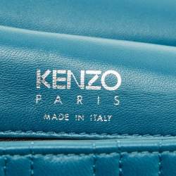 Pre Owned Kenzo Tali Teal Blue Quilted Leather Shoulder Bag
