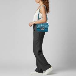 Pre Owned Kenzo Tali Teal Blue Quilted Leather Shoulder Bag