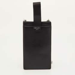 مملوكة مسبقًا حقيبة كروس كينزو جلد أسود مطرزة بعين للجوال