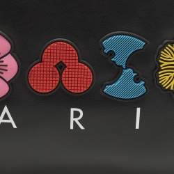 مملوكة مسبقًا Kenzo Logo Patch Black Leather Zip Flat Pouch