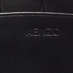 مملوكة مسبقًا Kenzo Logo Patch Black Leather Zip Flat Pouch