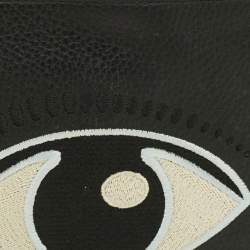 Pre Owned Kenzo Eye Embroidered Black Leather Pouch
