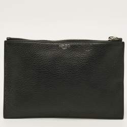 Pre Owned Kenzo Eye Embroidered Black Leather Pouch
