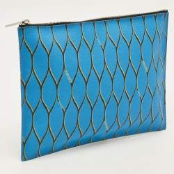 مملوكة مسبقًا Kenzo Blue Pattern Print Coated Canvas Flat Zip Pouch 