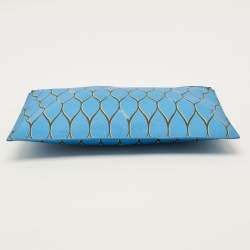 مملوكة مسبقًا Kenzo Blue Pattern Print Coated Canvas Flat Zip Pouch 