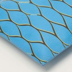 مملوكة مسبقًا Kenzo Blue Pattern Print Coated Canvas Flat Zip Pouch 