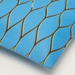 مملوكة مسبقًا Kenzo Blue Pattern Print Coated Canvas Flat Zip Pouch 