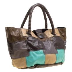 Pre Owned Kenzo Multicolor Leather Patch Work Hobo