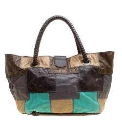 Pre Owned Kenzo Multicolor Leather Patch Work Hobo