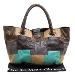 Pre Owned Kenzo Multicolor Leather Patch Work Hobo