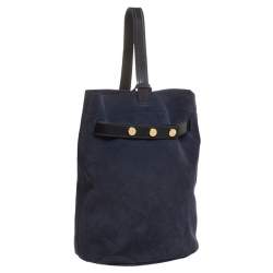 Pre Owned Kenzo Navy Blue Suede Bike Backpacks