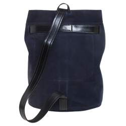 Pre Owned Kenzo Navy Blue Suede Bike Backpacks