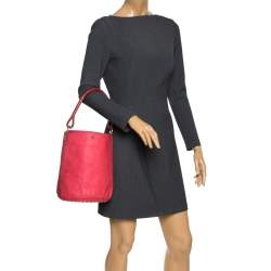 Pre Owned Kenzo Pink Leather Drawstring Bucket Bag