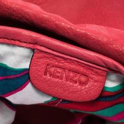 Pre Owned Kenzo Pink Leather Drawstring Bucket Bag