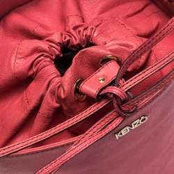 Pre Owned Kenzo Pink Leather Drawstring Bucket Bag