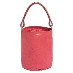 Pre Owned Kenzo Pink Leather Drawstring Bucket Bag