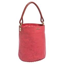 Pre Owned Kenzo Pink Leather Drawstring Bucket Bag