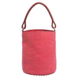 Pre Owned Kenzo Pink Leather Drawstring Bucket Bag
