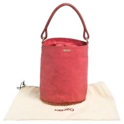 Pre Owned Kenzo Pink Leather Drawstring Bucket Bag
