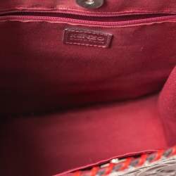 Pre Owned Kenzo Burgundy Embossed Leather Stitches Tote
