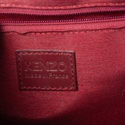 Pre Owned Kenzo Burgundy Embossed Leather Stitches Tote
