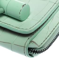 Pre Owned Kenzo Mint Green Croc Embossed Leather Mini Sailor Bag