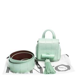 Pre Owned Kenzo Mint Green Croc Embossed Leather Mini Sailor Bag