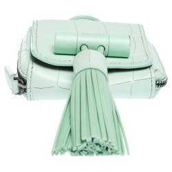 Pre Owned Kenzo Mint Green Croc Embossed Leather Mini Sailor Bag