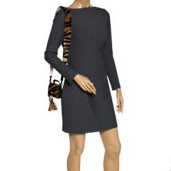 Pre Owned Kenzo Black/Brown Tiger Print Calfhair and Leather Mini Sailor Bag