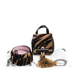 Pre Owned Kenzo Black/Brown Tiger Print Calfhair and Leather Mini Sailor Bag