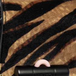 Pre Owned Kenzo Black/Brown Tiger Print Calfhair and Leather Mini Sailor Bag