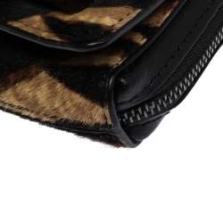 Pre Owned Kenzo Black/Brown Tiger Print Calfhair and Leather Mini Sailor Bag