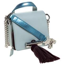 Pre Owned Kenzo Tri Color Leather and Suede Mini Sailor Chain Top Handle Bag