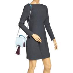 Pre Owned Kenzo Tri Color Leather and Suede Mini Sailor Chain Top Handle Bag