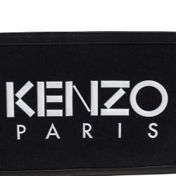 Pre Owned Kenzo Black Canvas and Leather Wristlet Clutch